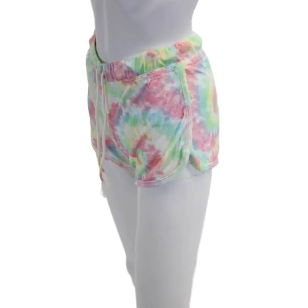 Emerson Road Womens Tie Dyed Terry Pajama Tank Top Shorts Set Multicolored XS